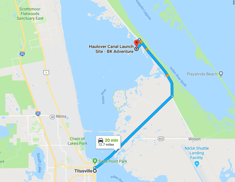 Map to BK Adventure at Haulover Canal 