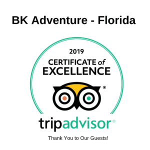 BK Adventure Florida Tours Certificate of Excellence 2019