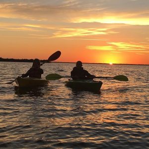 sunset, kayaking