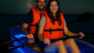 Clear Kayak with bioluminescence